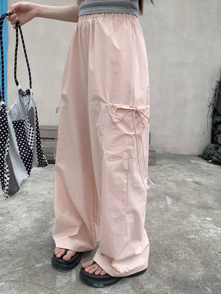 Women's Summer Side Pocket Drawstring Waist Casual Cargo Pants