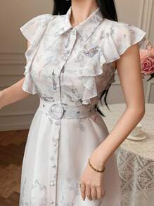 DAZY Đầm dài họa tiết hoa thanh lịch cho nữ mùa hè - Vàng - Xem 5