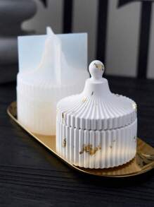 1 件条纹储物罐硅胶模具、蜡烛杯、蜡罐碗模具、环氧树脂水泥混凝土蜡烛花盆、家居装饰