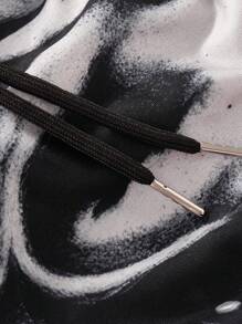 ROMWE MEN Goth 哥特风骷髅印花短裤：释放你的叛逆街头风，万圣节 - 彩色 - 查看 6