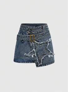 ★E.B.M★ EBAND DETAIL A-LINE SKIRT EMO5WSK060 NDS The Label | Low Rise Embellished Mini Skirt | Women's