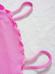 4pcs/Set Young Girl Back To School Knitted Solid Fitted Camisole Set - Orange - View 4