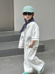 Dazy Kids 秋季男童宽松休闲度假风格衬衫 - 白色 - 查看 3