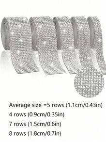 1pc Silver Self-Adhesive Crystal Rhinestone Strip Diy Hot Melt Glue Backing Iron-On Rhinestone Strip - Silver - View 3