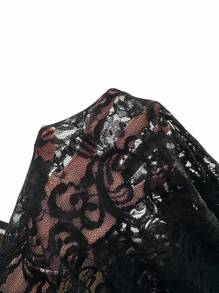 SHEIN Lady Elegante lässige Damen Pendelkleidung Jacke mit Rüschen aus Spitze für alle Jahreszeiten