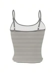 SHEIN Damen Schlichtes, gestreiftes, kurzes Slim Fit Camisole