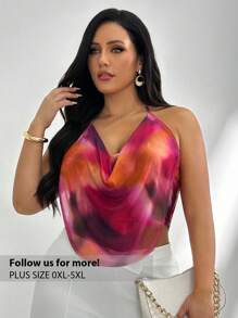 Firerie Áo hai dây cỡ lớn kiểu dáng thanh lịch, gợi cảm phong cách Y2K, màu hồng nhuộm tie-dye, họa tiết chuyển màu, cổ chữ V sâu, lưng hở, dây mảnh; Áo kiểu tie-dye cho lễ hội nhạc đồng quê, công sở, đi biển, nghỉ lễ/lễ hội. - Nhiều màu - Xem 2