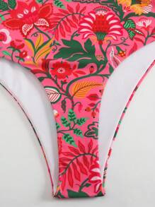 Bonvoyette 2 件套女士随机印花连体泳衣和印花裙度假风格泳装 - 彩色 - 查看 7