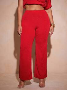 Vixey 纯色针织露肩褶皱开衩下摆侧边细节短袖上衣 - 紅色 - 查看 4