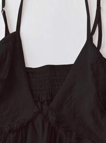 SHEIN Clasi 夏季新款时尚性感大码女式纯色吊带背心 - 黑色 - 查看 5
