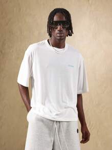 SUMWON 洛杉矶标志 T 恤休闲街头风圆领夏季上衣短袖宽松版型简约基本款设计 - 白色 - 查看 2