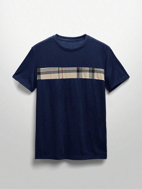 NEON BLANC Camiseta de manga corta de cuello redondo tejida de estilo casual urbano para hombres, adecuada para el verano