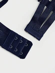 SHEIN 1pc Women's Solid Color Sexy Deep V-Neck Backless Bra - Navy Blue - View 7