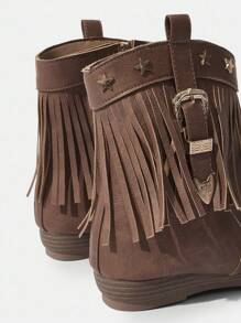 Styleloop Sandalias planas, textura trenzada, estilo bohemio, adecuadas para vacaciones - Marrón - Ver 5