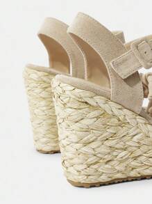 Styleloop Giày đế xuồng đế xuồng dệt dây thừng cho nữ, phong cách nghỉ dưỡng BOHO Chic Retro Mỹ miền Tây Lễ hội âm nhạc giày đế dày - Màu be - Xem 5