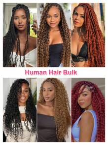 Boho Braids 3 Bundles High Volume Braiding Hair Bulk No Weft Water Wave Crochet Human Hair Natural Black Color Hair Extension Enough Full Head Weight 4.93 Ounce Knotless Braids Hair Extensions For Women