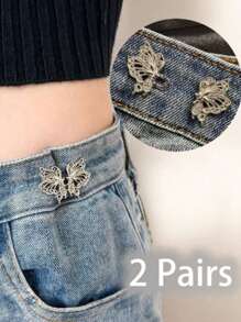SHEIN 1pc Adjustable Butterfly Waistband Button, Detachable And Seamless, Ideal For Altering Waist Size On Jeans, No Need For Sewing Or Nailing – Waist Tool,Adjustable Butterfly Waistband Button, Detachable And Seamless, Ideal For Altering Waist Size On Jeans, No Need For Sewing Or Nailing – Waist Tool