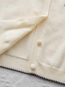 Genkimix Kids 女孩可爱彼得潘领针织开衫长袖毛衣外套 - 杏色 - 查看 6