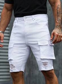 Manfinity LEGND 男士夏季休闲破洞多口袋牛仔短裤