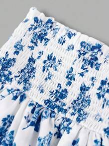 SHEIN Girlism Tween Girl Co-Ord Set: Comfortable Minimalist Camisole & Skirt, 2 Pieces - Blue and White - View 4