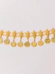 MUSERA Embellished Coin Detail Belt Summer Cute Fun For Festival Party - Gold - View 5