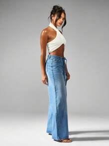 MISSGUIDED Quần Jeans Ống Rộng Baggy Cạp Cao Quá Khổ Denim Y2K Phong Cách Đường Phố Thường Ngày Lễ Hội Thời Trang Thu Đông Quần Dài - Màu xanh lam - Xem 5