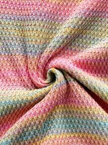 Soleia New Fashion Gradient Color Halter Neck Ruffled Mini Knit Dress For Vacation - Multicolor - View 6