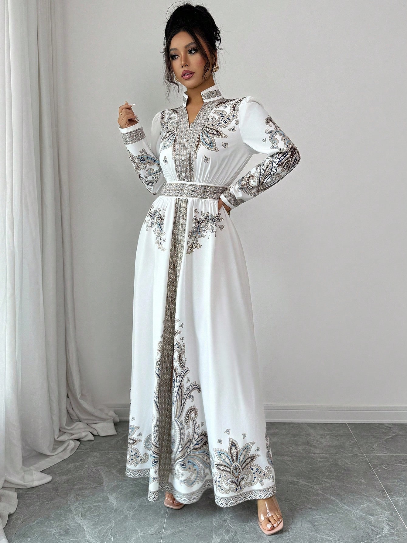 Rafferiza فستان طويل للنساء بطبعة زهور عتيقة، طراز...