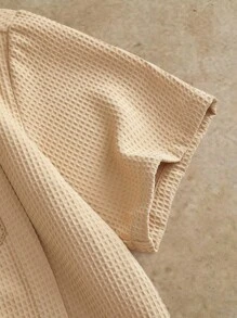 BRENVOR Áo sơ mi nam tay ngắn kaki họa tiết mới có túi ren - Màu Khaki - Xem 3