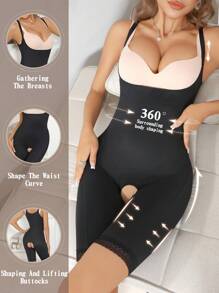 SuitURBody Minimalist Sexy Lace Patchwork Bodysuit - Black - View 1