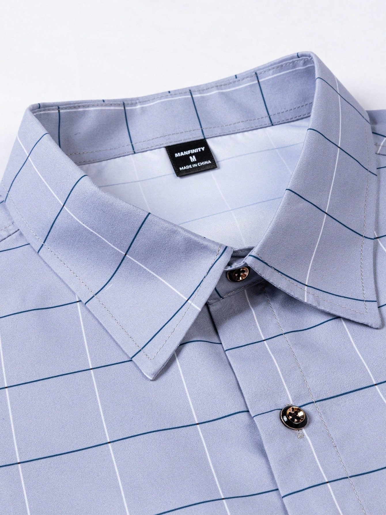 Manfinity Mode قميص رسمي كاجوال أزرق مربعات للرجال