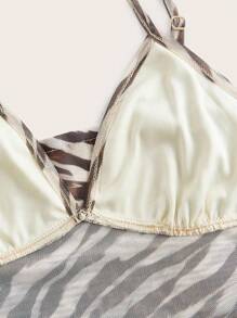 SHEIN ICON 女士时尚休闲斑马纹性感修身吊带背心秋季女装 - 橘色 - 查看 4