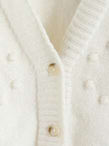 SHEIN Vintaside Kids Girls New Complex Crafted Wavy Ball Knitted Cardigan Long Sleeve Girls Cardigan Sweater Girl Cardigan Sweater Little Girls Button Up Sweater Girls White Cardigan Bobble Knit Cardigan Fall Winter