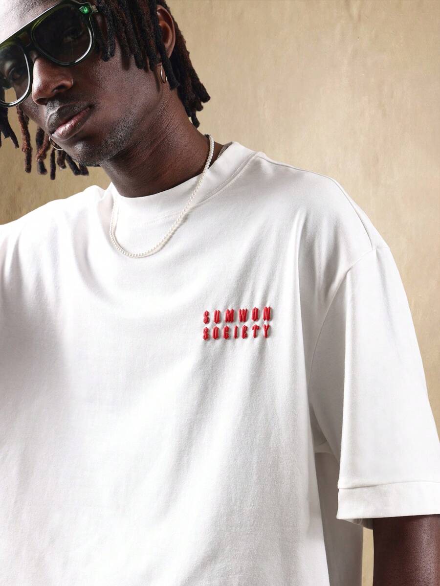Camiseta urbana oversize tipo streetwear de Sumwon Society, estilo unisex skate, básica y de corte minimalista, esencial para el armario moderno - Blanco - Ver 1