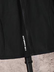 SHEIN Boys Casual Everyday Versatile Comfortable Letter Graphic Print Hoodie Jacket, Lightweight Loose Fit For Tweens Suitable For Birthday Parties, Evening Parties, Performances, Weddings, Baptisms, Opening Ceremonies Daily Suitable For Daily Use Suitable For School Suitable For Travel Suitable For Sports Suitable For Autumn And Winter Black Jacket Zipper Kids Kids Hooded Jacket Boys Zip Up Jacket Kids Zip Up Jacket Boys Black Jacket Fall - Black - View 6