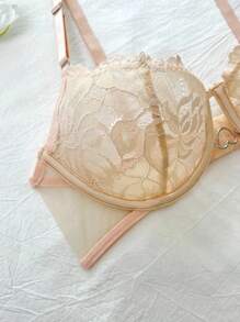 DelicateAllure Lencería De Encaje Floral Con Aros