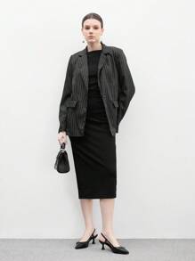 CUCCOO BIZCHIC 女士尖头小猫跟黑色后带舒适百搭日常通勤办公室女士高跟穆勒鞋 - 黑色 - 查看 9