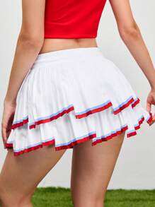 Menodora SHEIN Sport Quần váy thể thao ngoài trời thường ngày cho nữ có thiết kế xếp ly và dây rút - trắng - Xem 2
