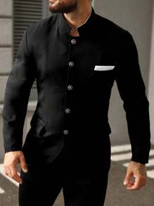 Manfinity Mode 大码男士休闲立领单排扣西装外套