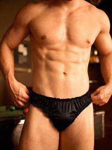 Men's Sexy Ruched Bow Decor Thong Briefs - Black - View 4
