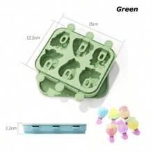 1 件硅胶冰淇淋模具，DIY 草莓葡萄动物，耐热手工冰块托盘 - 彩色 - 查看 10