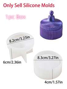 1 件条纹储物罐硅胶模具、蜡烛杯、蜡罐碗模具、环氧树脂水泥混凝土蜡烛花盆、家居装饰