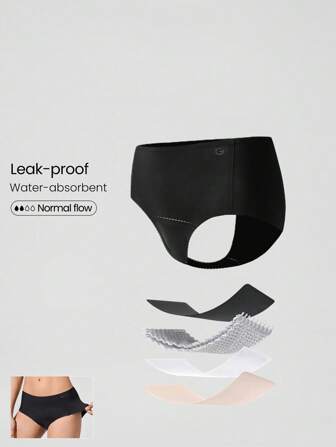 GLOWMODE 1 Pack Full Confidence Period Mesh Quick-Dry Leak-Proof Water-Absorbent Mid-Waist Briefs Underwear Menstruation Postpartum Daily Active Casual Work Wear