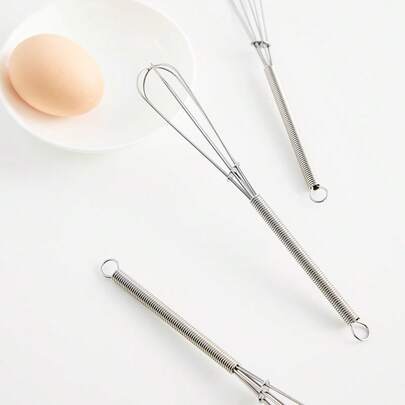 1/2/3pcs 7Inch Stainless Steel Stir Egg Cream Hand Egg Beater Whisk For Kitchen Blender Mixer Stirring Beating Daily Baking Essentials Holiday Essentials