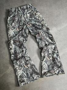 PAVTROS 男士街头风格流行 INS 搭配仿生迷彩休闲户外日常穿着裤，男友/丈夫礼物，周年纪念礼物，双腰带刺绣长裤，迷彩裤男士，宽松迷彩裤迷彩慢跑裤，2000 年代风格