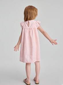 Maija Kids Maija Kids 圆领荷叶边袖纯色连衣裙，适合年轻女孩 - 粉色 - 查看 2