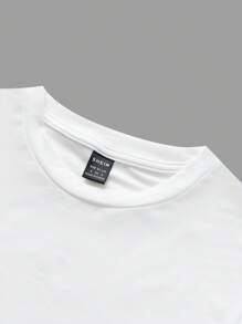 SHEIN ICON 7月4日独立日休闲简约国旗图案圆领短袖修身短款女式T恤上衣 - 白色 - 查看 4