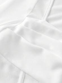 SHEIN Girlism Tween Girls' Casual Minimalist Comfortable Square Neck Cinched Waist A-Line Midi Dress Fall Winter - White - View 3