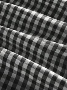 SHEIN X Hannahelzahed SHEIN MOD 格纹泡泡袖荷叶边下摆连衣裙