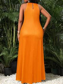 SHEIN Lady 春夏优雅通勤办公室波西米亚风彩色针织吊带喇叭形长款无袖大码连衣裙优雅女装优雅服装女式夏装女式夏装度假服装女式女装女式夏装优雅优雅女式连衣裙女式夏装波西米亚风大码女式度假连衣裙海滩度假服装夏装大码大码夏装大码女式夏装女式夏装女式夏装波西米亚风女式服装夏季连衣裙 - 橘色 - 查看 2